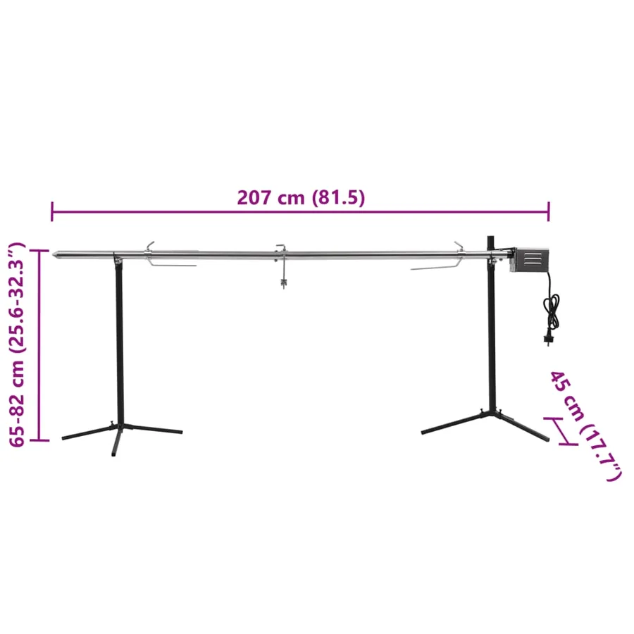 Gril de barbecue automatique avec moteur Inox 207x45x81 cm - 9
