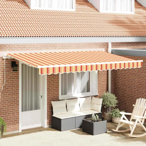 Auvent Rétractable Jaune 400 x 200 cm tissu