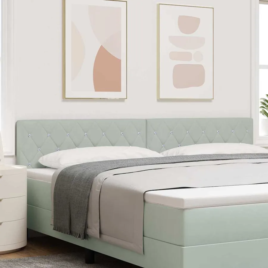 Tête de lit LED avec bandes LED Gris clair 200 cm Velours