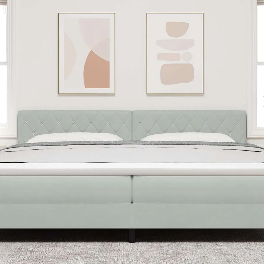 Tête de lit LED avec bandes LED Gris clair 200 cm Velours - 3