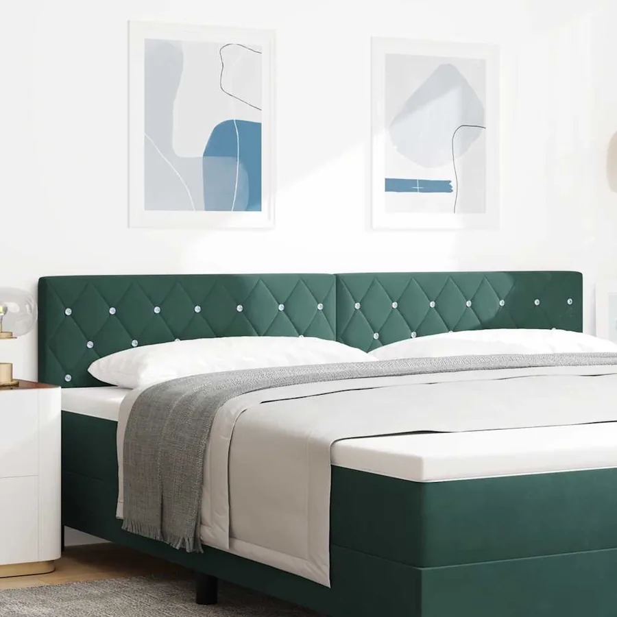 Tête de lit LED avec bandes LED Vert foncé 200 cm Velours