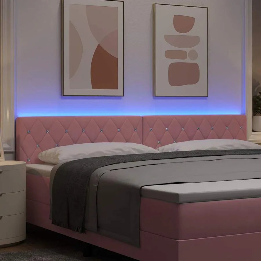 Tête de lit LED avec bandes LED Rose 200 cm Velours - 4