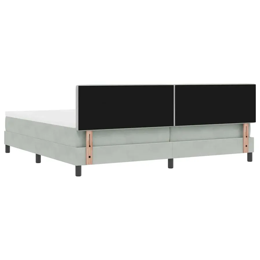 Lit à ressort LED avec matelas Gris clair 200 x 200 cm Velours - 10