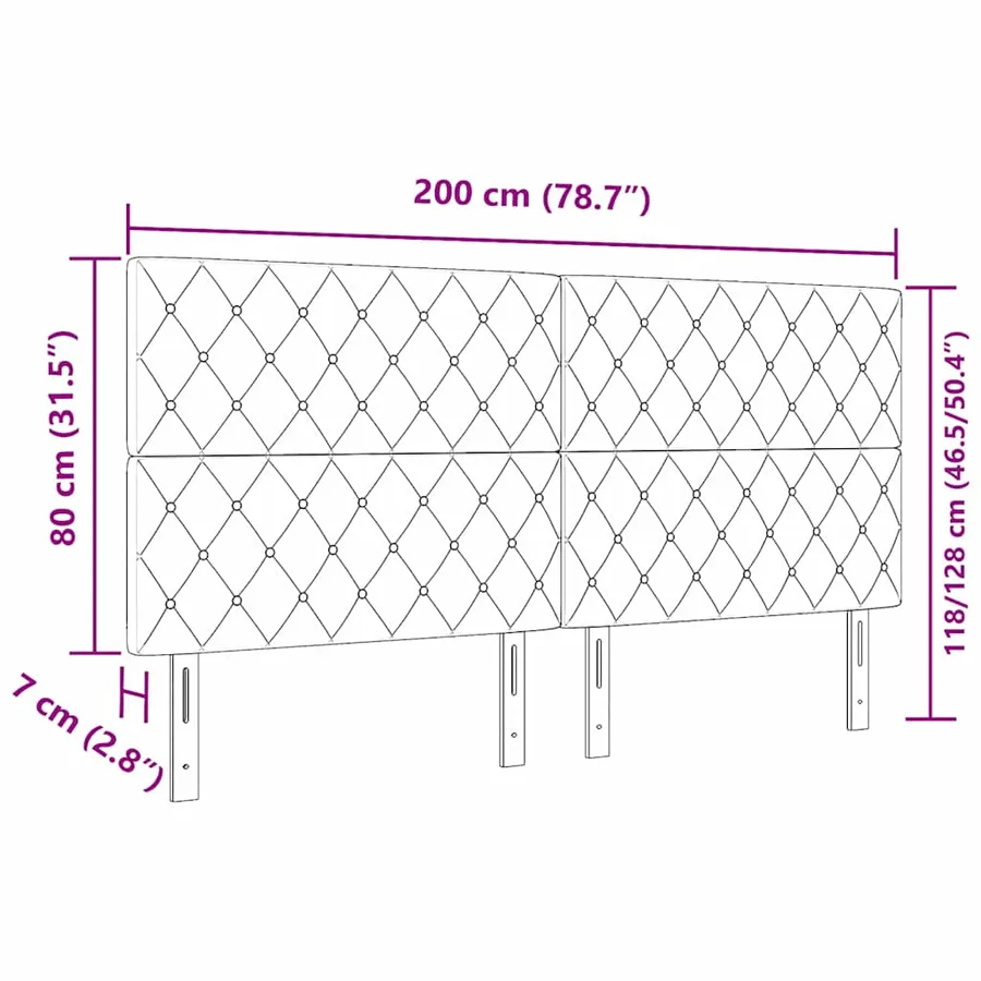 Tête de lit LED avec bandes LED Gris clair 200 cm Velours - 10