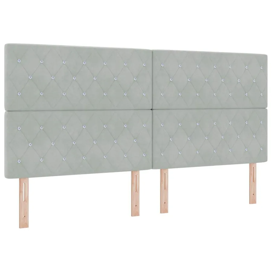 Tête de lit LED avec bandes LED Gris clair 200 cm Velours - 2