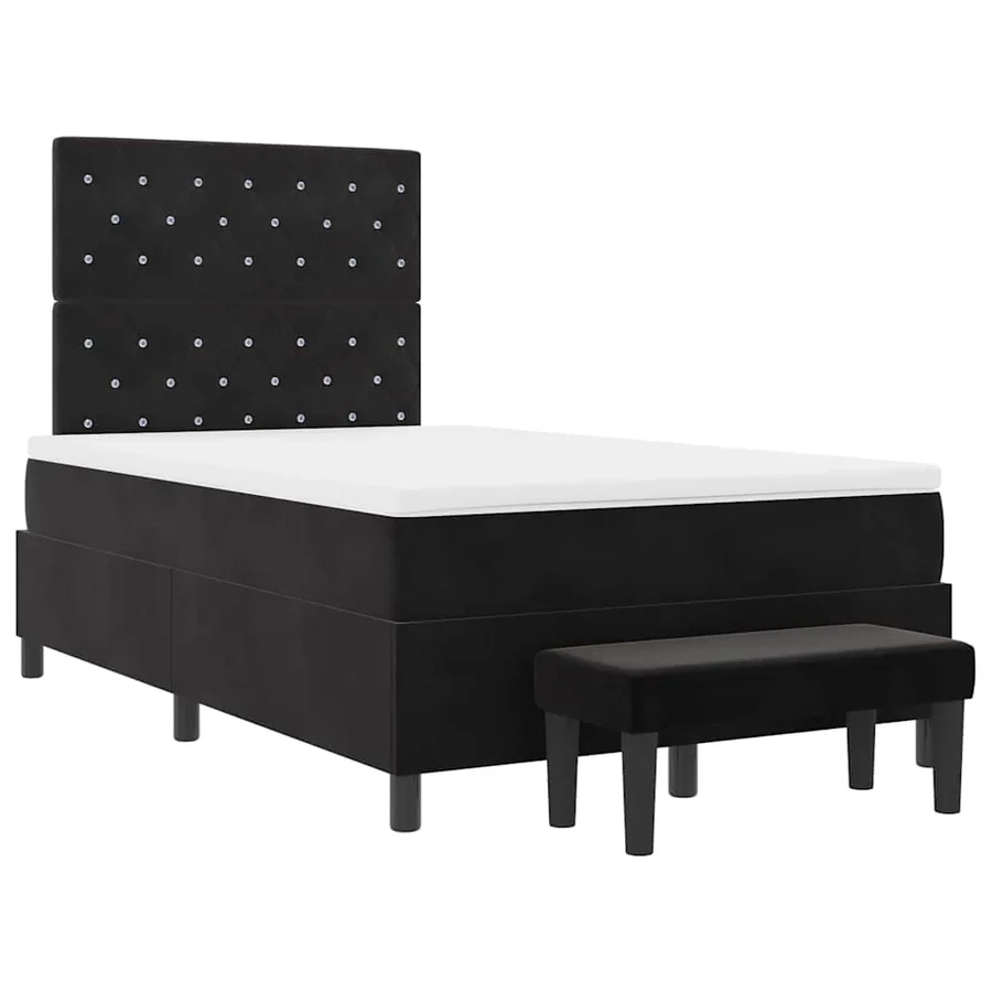 Lit à ressorts avec tête de lit Noir 200 x 120 cm Velours - 7