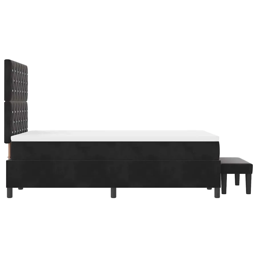 Lit à ressorts avec tête de lit Noir 200 x 120 cm Velours - 9