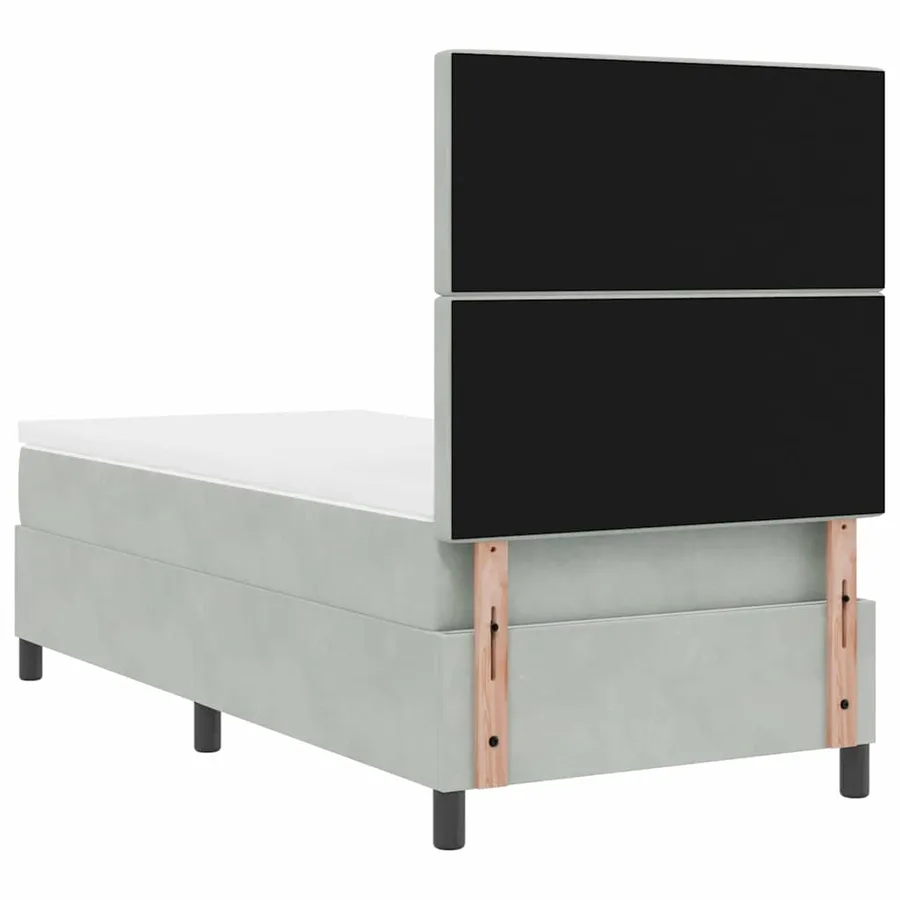 Lit à ressort LED avec matelas Gris clair 100 x 200 cm Velours - 8