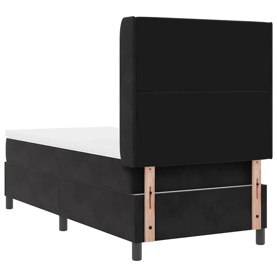 Lit à ressorts avec matelas avec LED Noir 100 x 200 cm Velours - 10