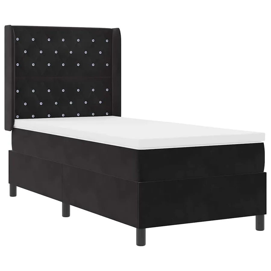 Lit à ressorts avec matelas avec LED Noir 100 x 200 cm Velours - 2
