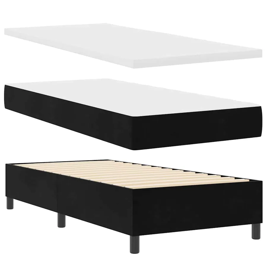 Lit à ressorts avec matelas avec LED Noir 100 x 200 cm Velours - 6