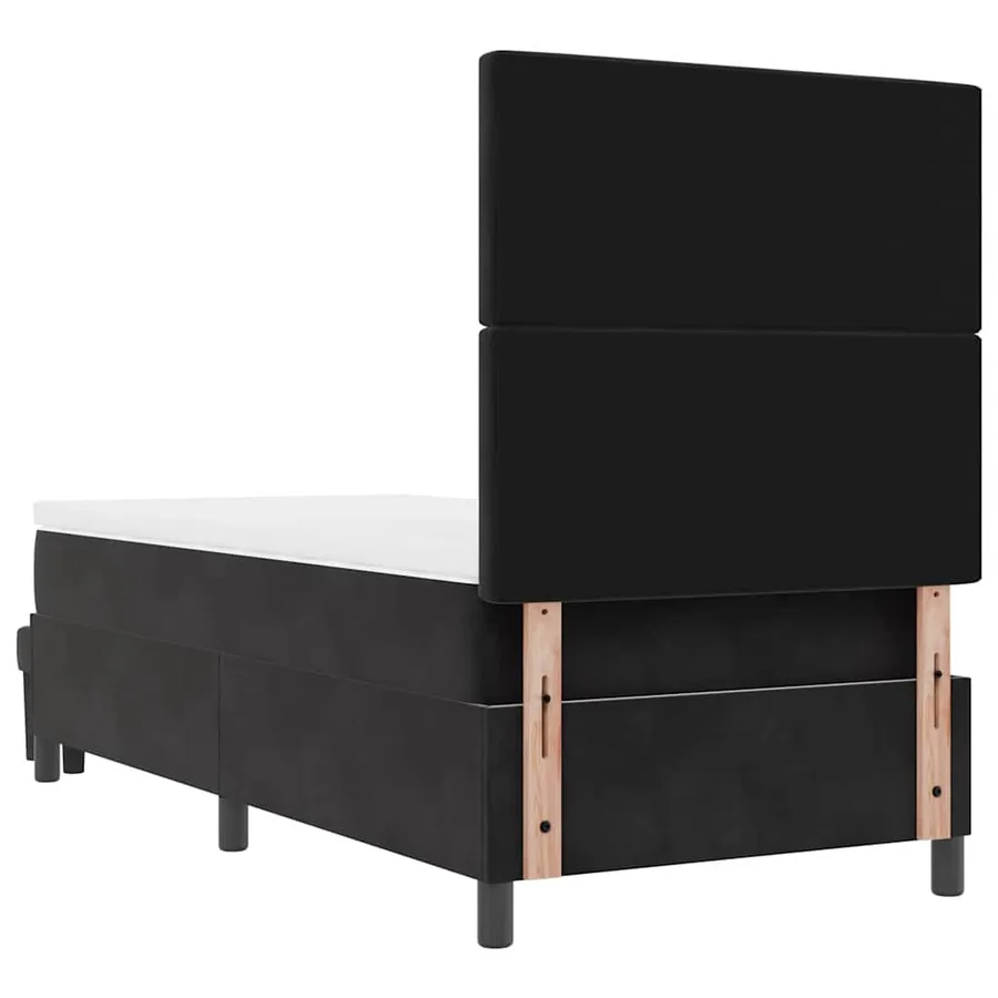 Lit à ressorts avec coussin Noir 200 x 100 cm Velours - 10
