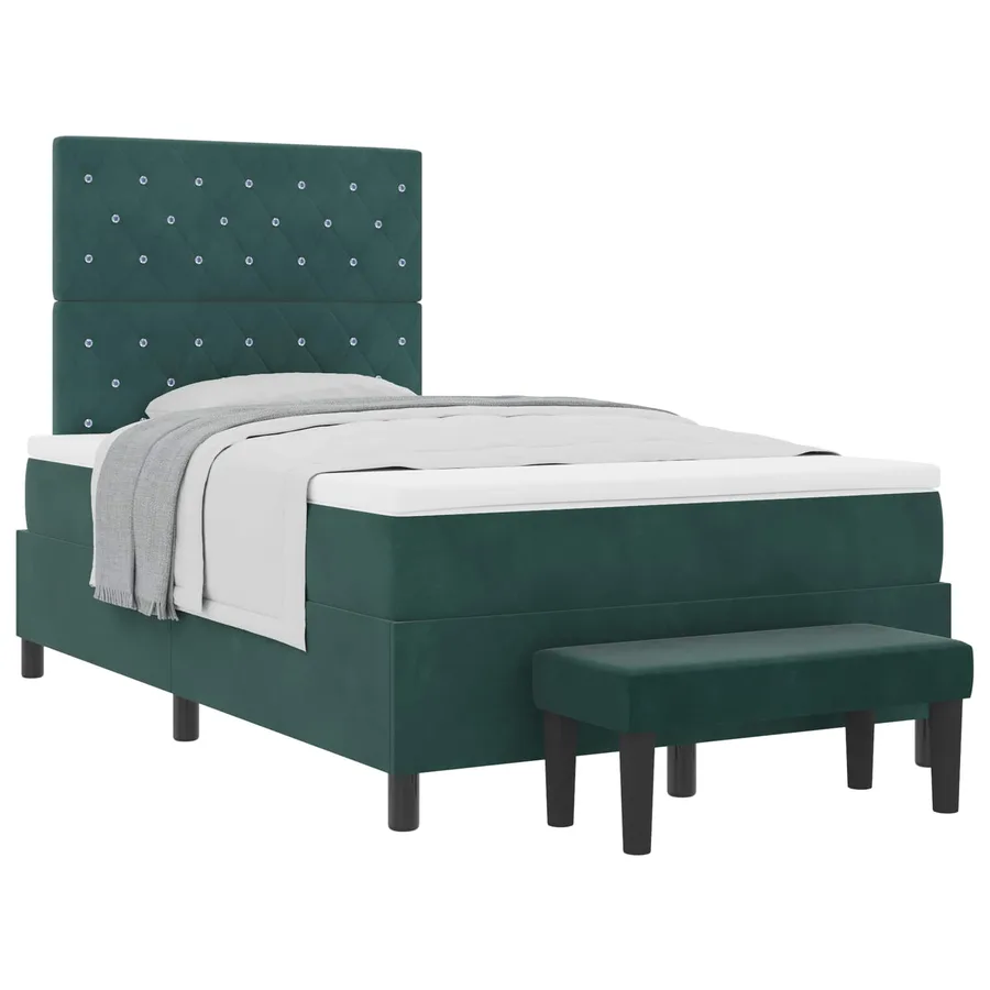 Lit à ressorts avec tête de lit Vert foncé 190 x 120 cm Velours - 2