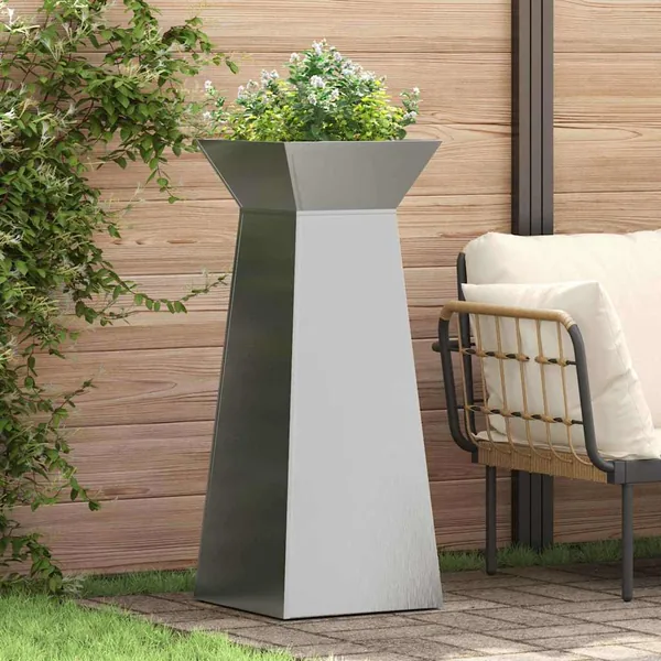 Jardinière à pilier 2 pc Argent 40 x 40 x 100 cm