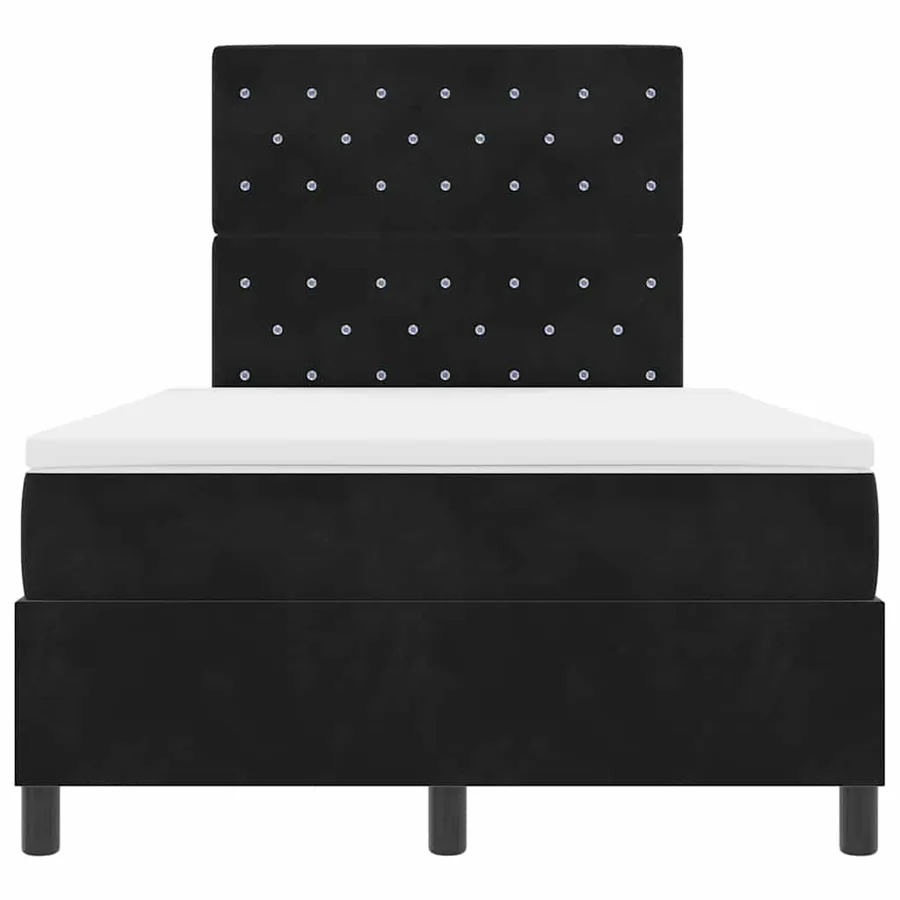 Lit à ressorts avec matelas Noir 120 x 190 cm Velours - 7