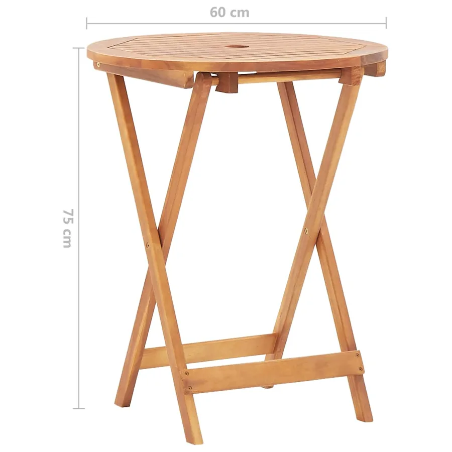 Table pliable de jardin 60x75 cm bois d'acacia massif - 13