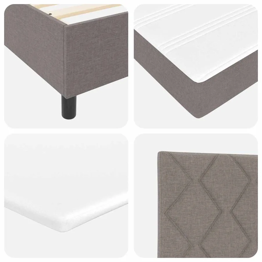 Lit à ressorts avec coussin Taupe 200 x 160 cm tissu - 8