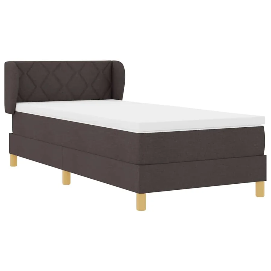 Lit à ressorts avec tête de lit Marron foncé 100 x 200 cm tissu - 6