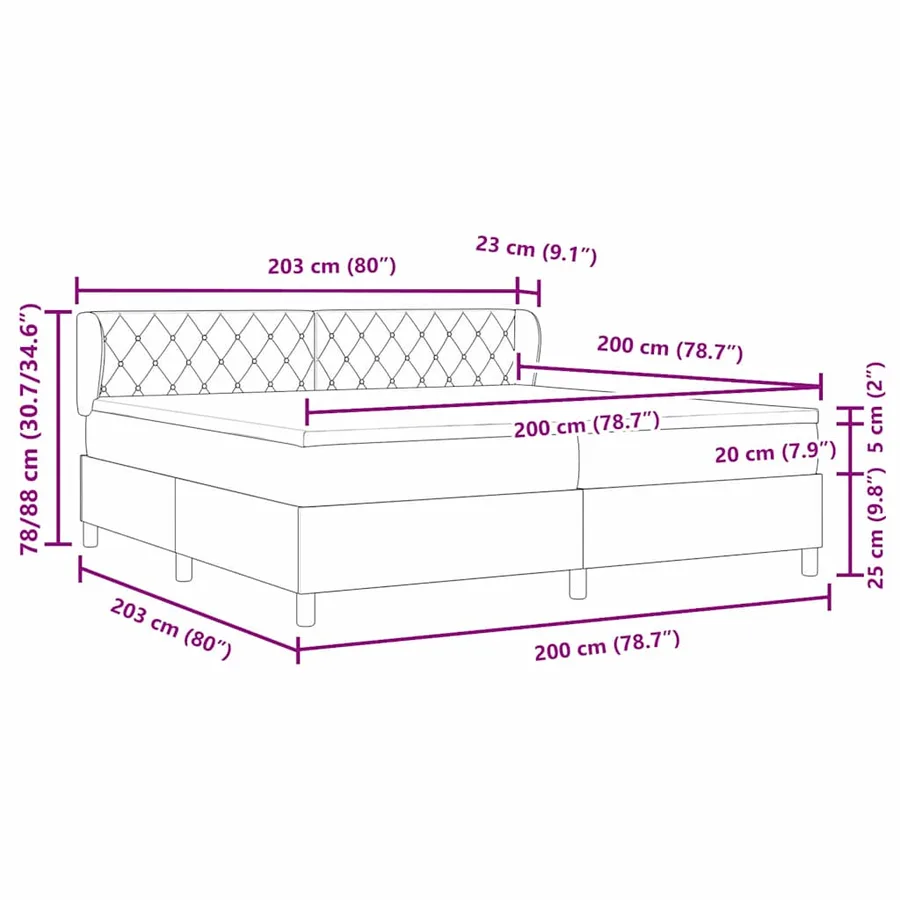 Lit à ressorts avec matelas Vert foncé 200 x 200 cm Velours - 12
