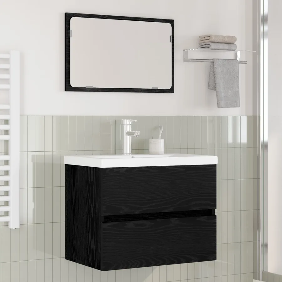 Ensemble de mobilier de salle de bain 3 pcs Chêne noir