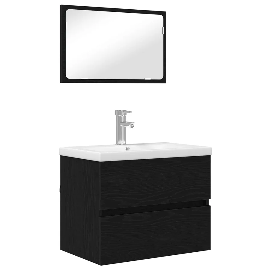 Ensemble de mobilier de salle de bain 3 pcs Chêne noir - 2