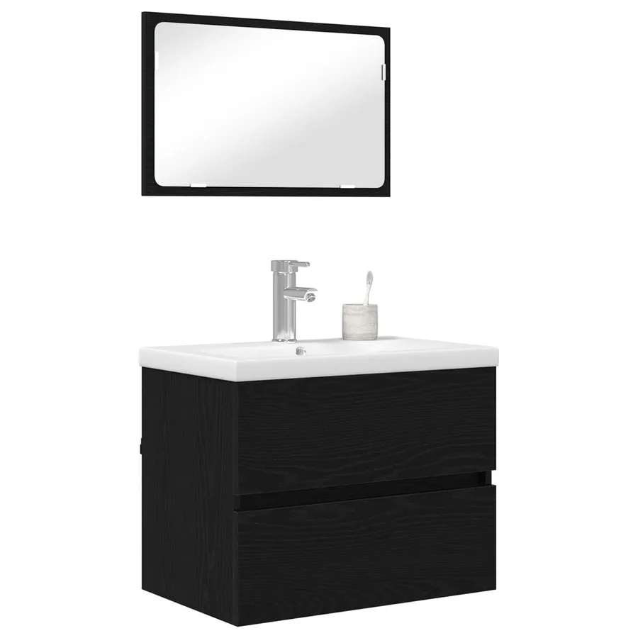 Ensemble de mobilier de salle de bain 3 pcs Chêne noir - 3