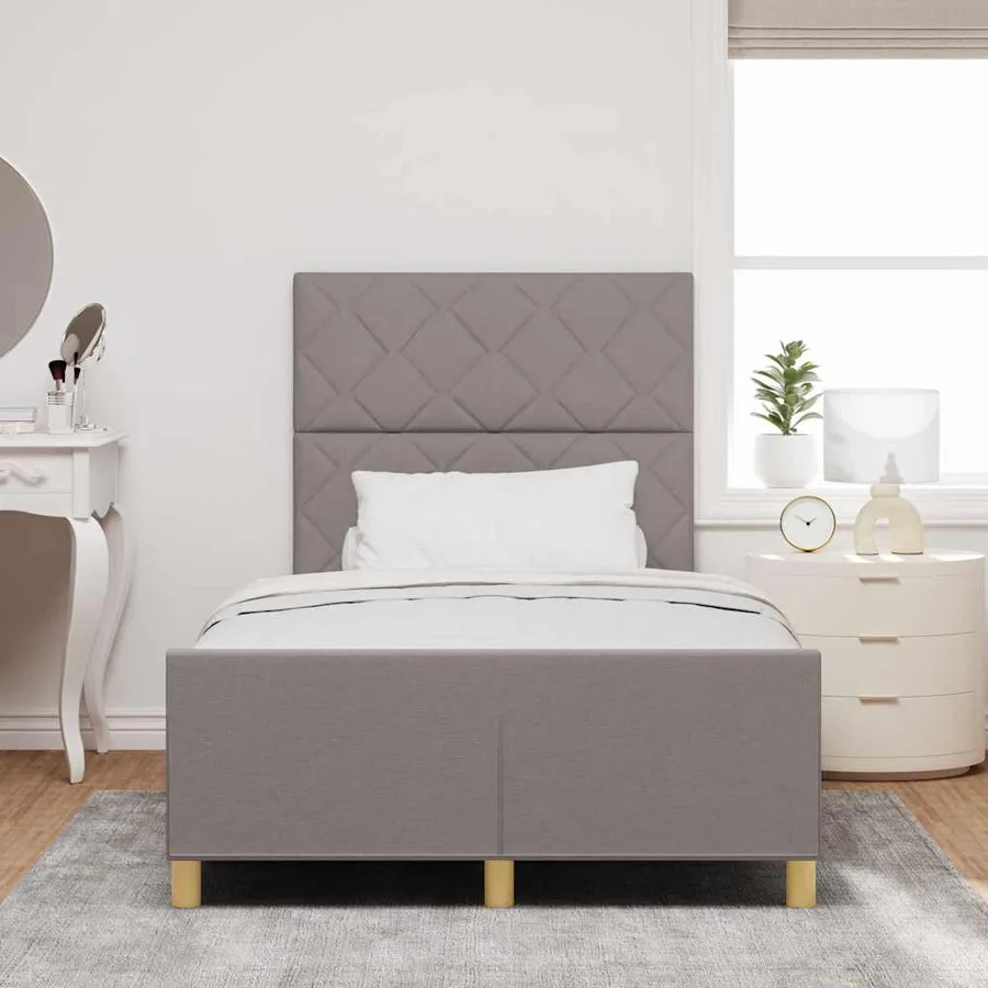 Cadre de lit avec tête de lit Taupe 120 x 200 cm tissu - 3