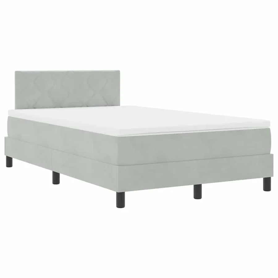 Lit à ressort LED Gris clair 120 x 200 cm Velours - 2
