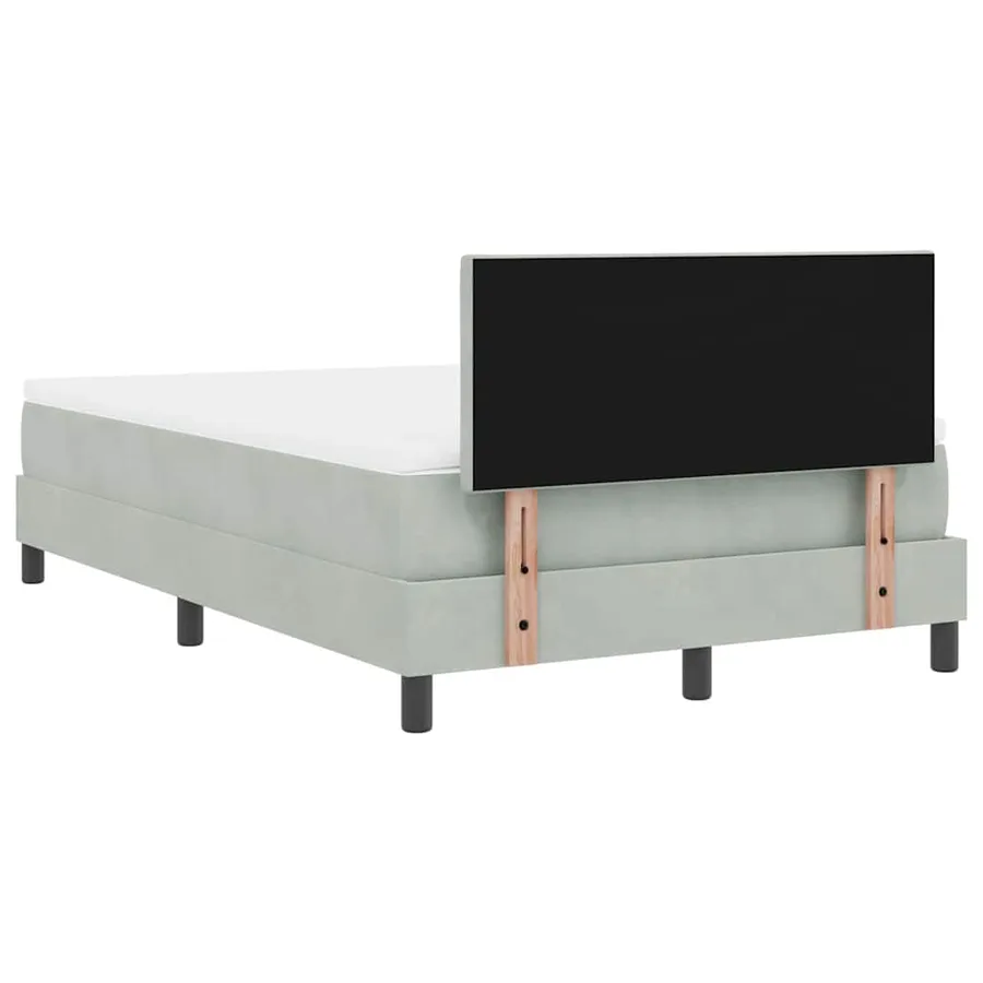 Lit à ressort LED Gris clair 120 x 200 cm Velours - 8