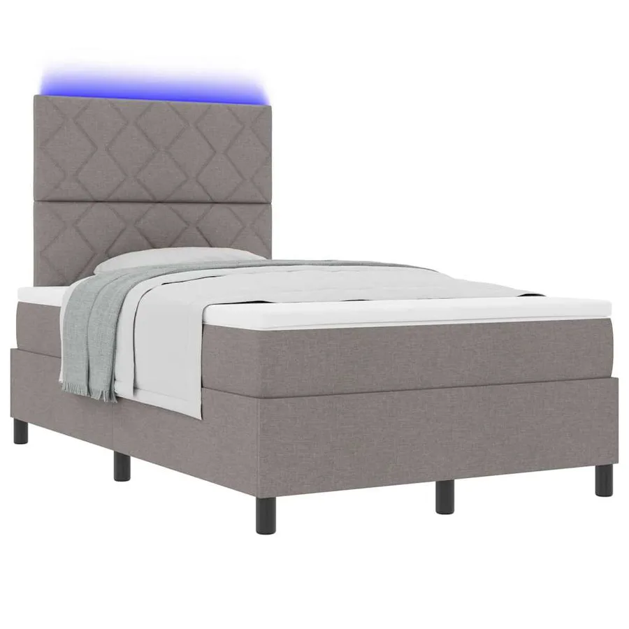Lit à ressorts avec bandes LED Taupe 120 x 200 cm tissu - 3