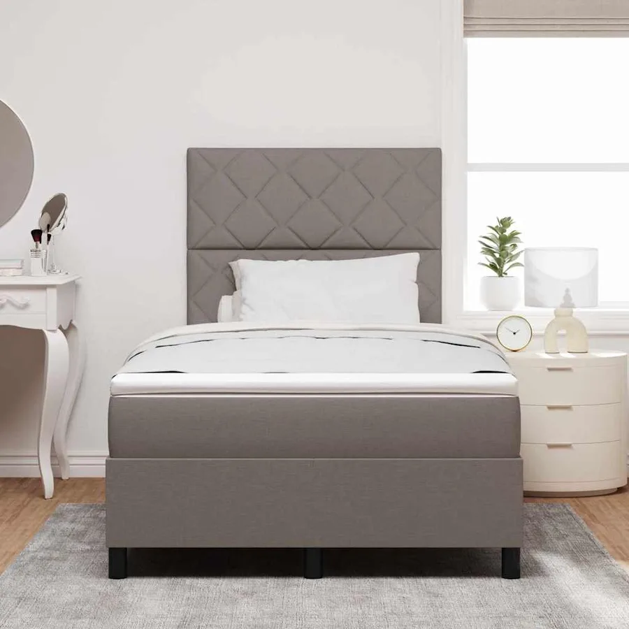 Lit à ressorts avec bandes LED Taupe 120 x 200 cm tissu - 4