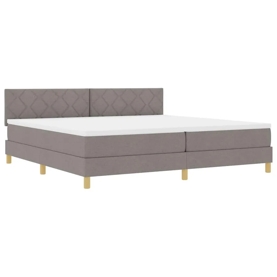 Lit à ressorts avec coussin Taupe 200 x 200 cm tissu - 4