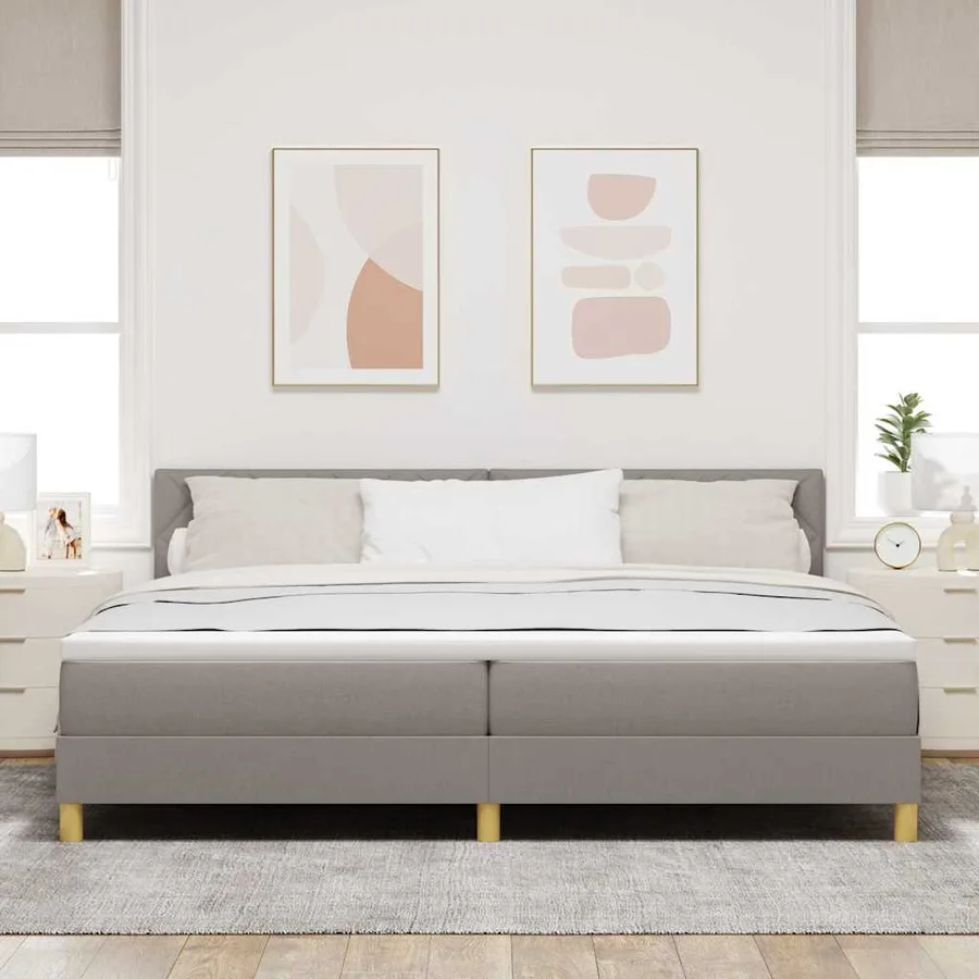 Lit à ressort LED avec bandes LED Taupe 200 x 200 cm tissu - 4