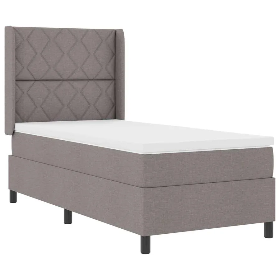 Lit à ressort LED avec tête de lit Taupe 100 x 200 cm tissu - 2