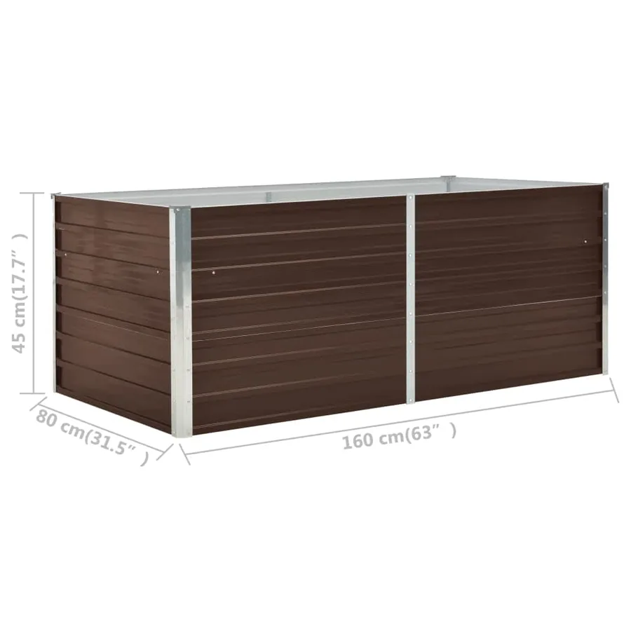 Jardinière 160 x 80 x 45 cm Acier galvanisé Marron - 7