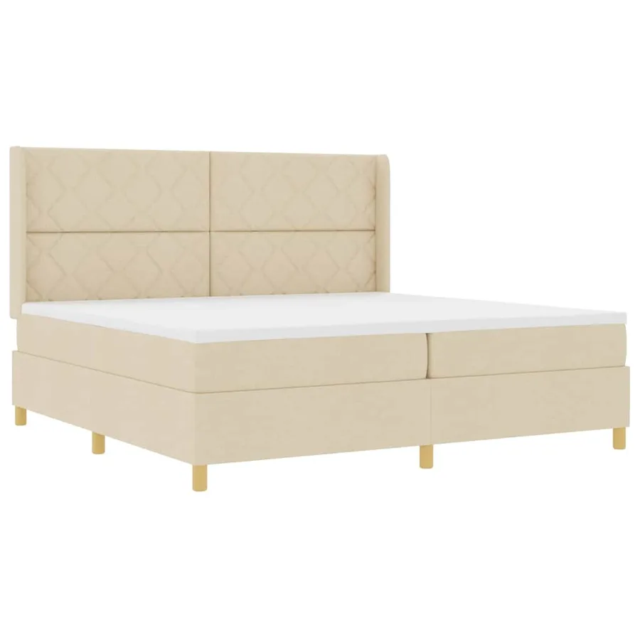 Lit à ressorts avec bandes LED Crème 200 x 200 cm tissu - 2