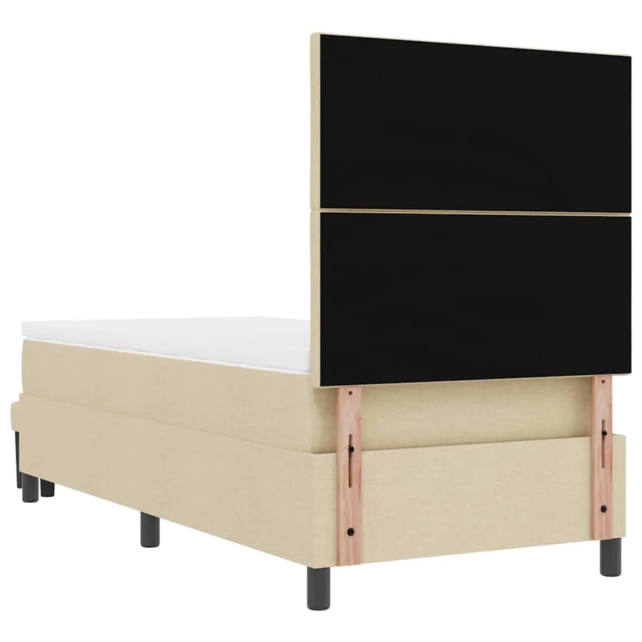 Lit à ressorts avec tête de lit Crème 100 x 200 cm tissu - 8