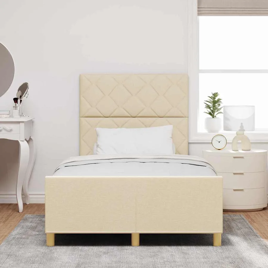 Cadre de lit avec tête de lit Crème 120 x 200 cm tissu - 3