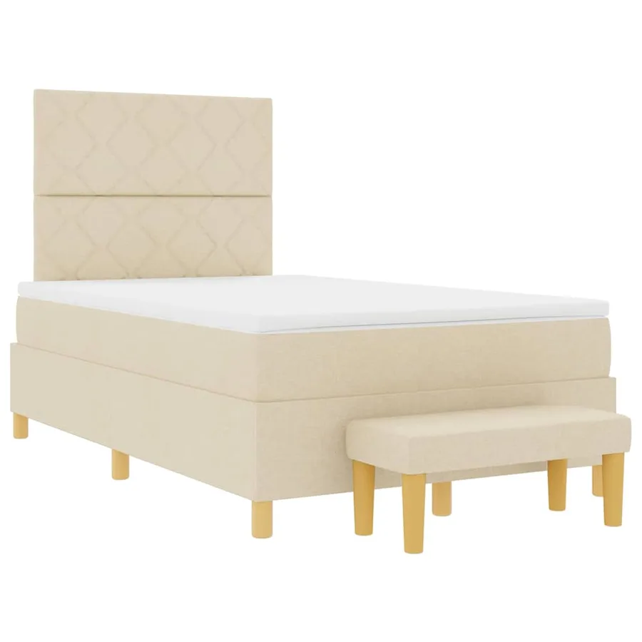 Lit à ressorts avec tête de lit Crème 200 x 120 cm tissu - 5