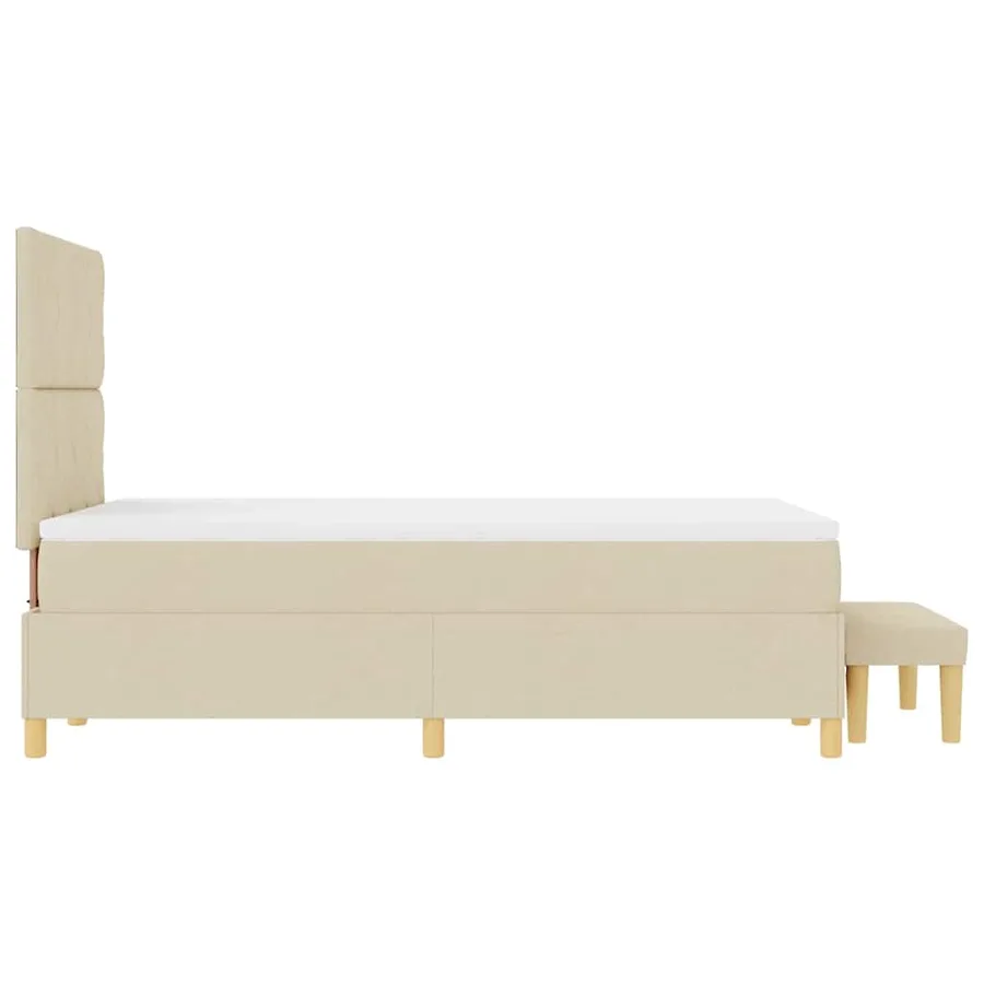 Lit à ressorts avec tête de lit Crème 200 x 120 cm tissu - 9