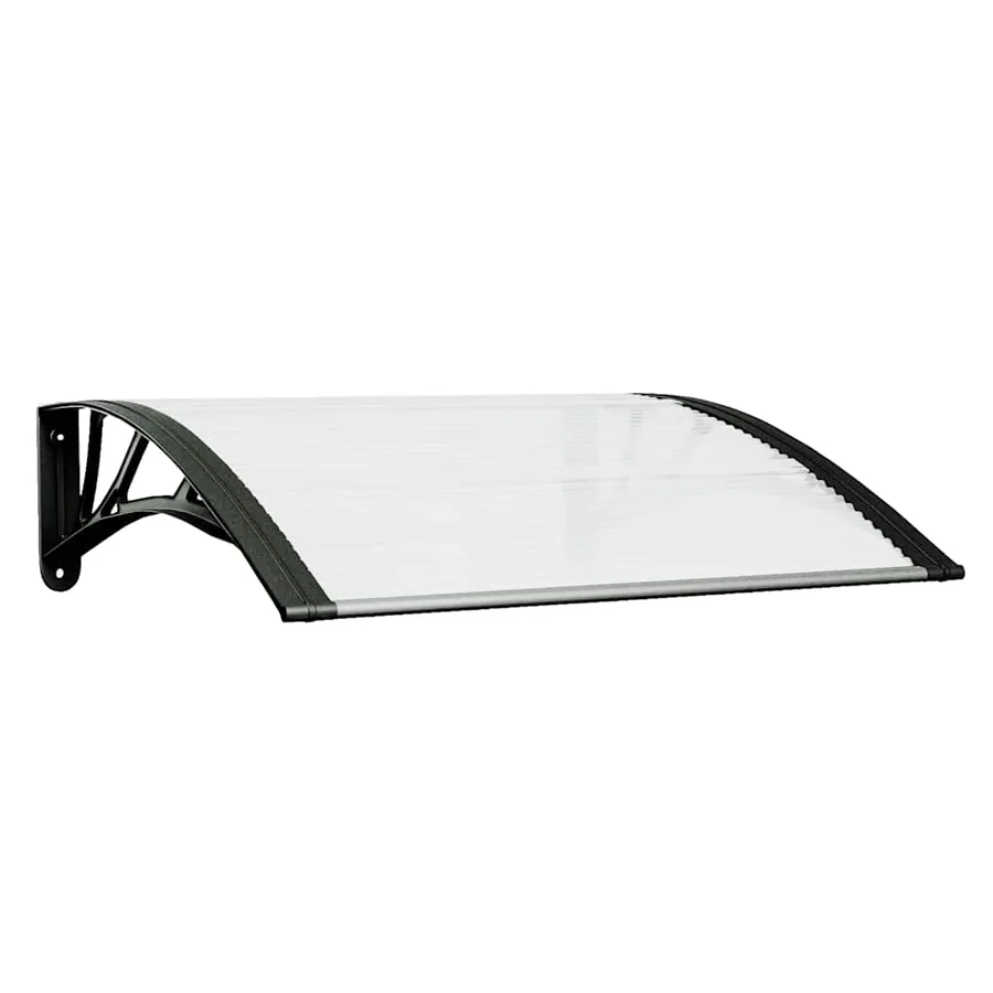 Auvent de porte Noir et transparent 80x75 cm Polycarbonate - 2