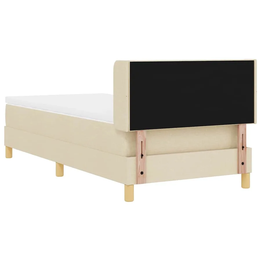 Lit à ressorts avec tête de lit Crème 200 x 100 cm tissu - 9