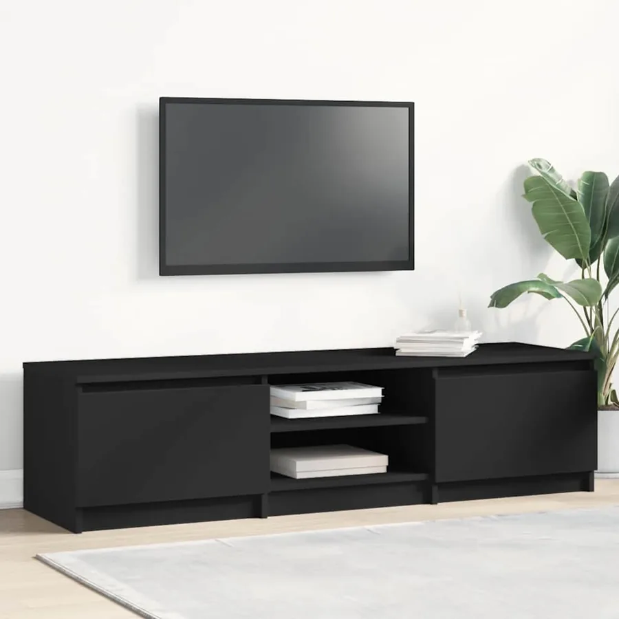 Meuble TV Noir 140x40x35,5 cm Bois d'ingénierie
