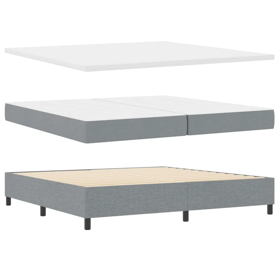 Lit à ressorts avec bandes LED Gris clair 200 x 200 cm tissu - 4