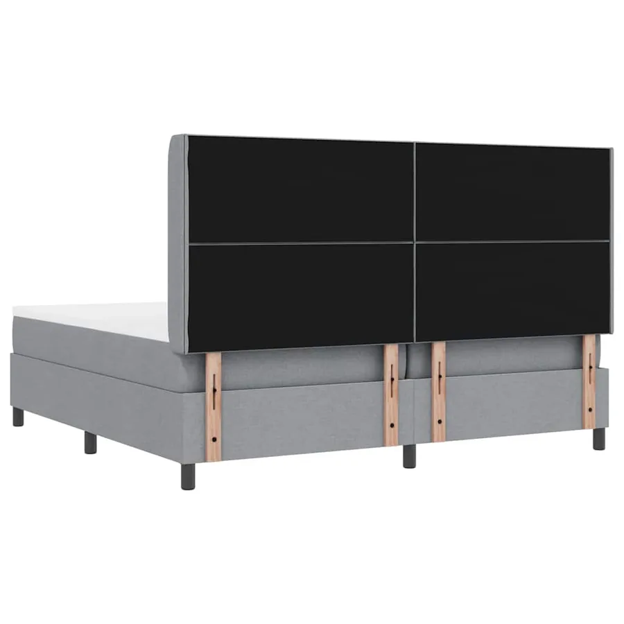 Lit à ressort LED Gris clair 200 x 200 cm tissu - 8