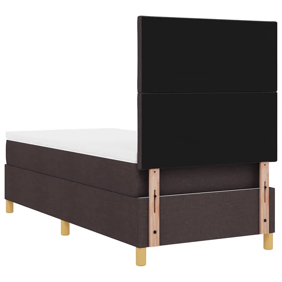 Lit à ressort LED Marron foncé 100 x 200 cm tissu - 8