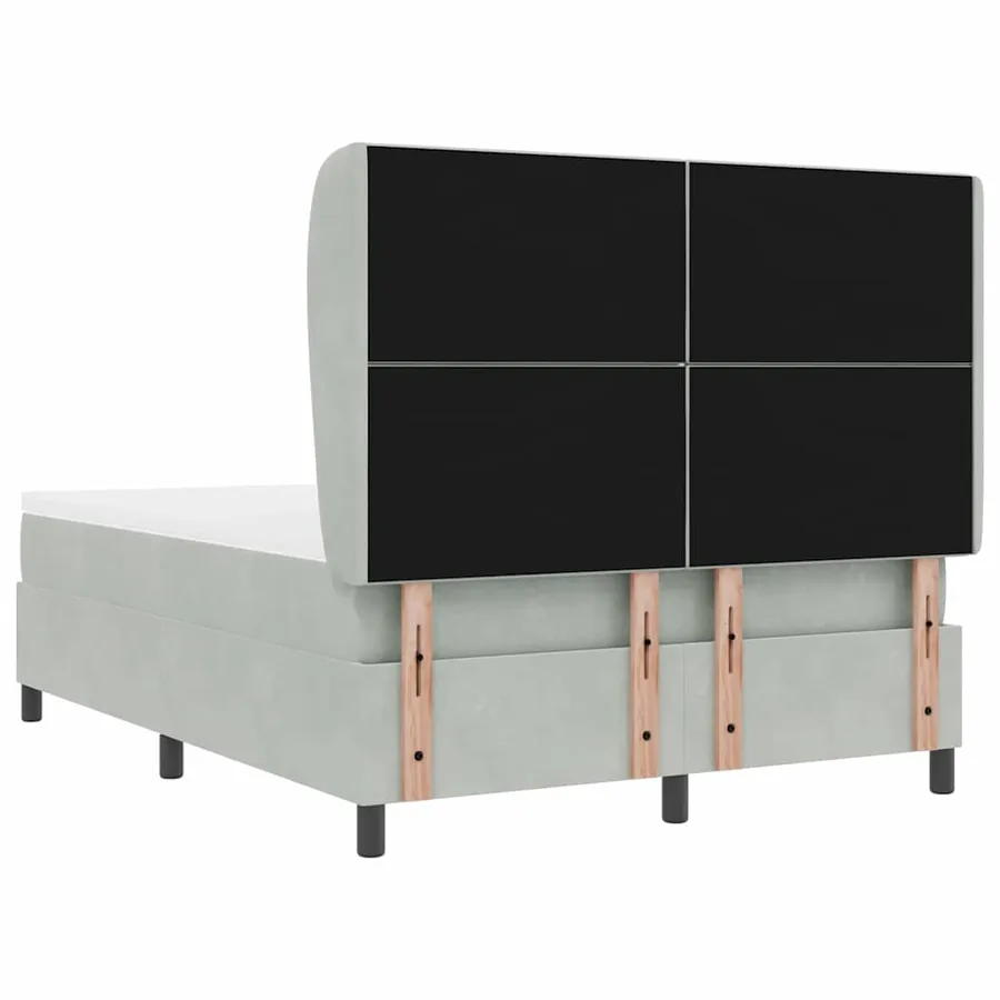 Lit à ressorts avec tête de lit Gris clair 200 x 140 cm Velours - 9