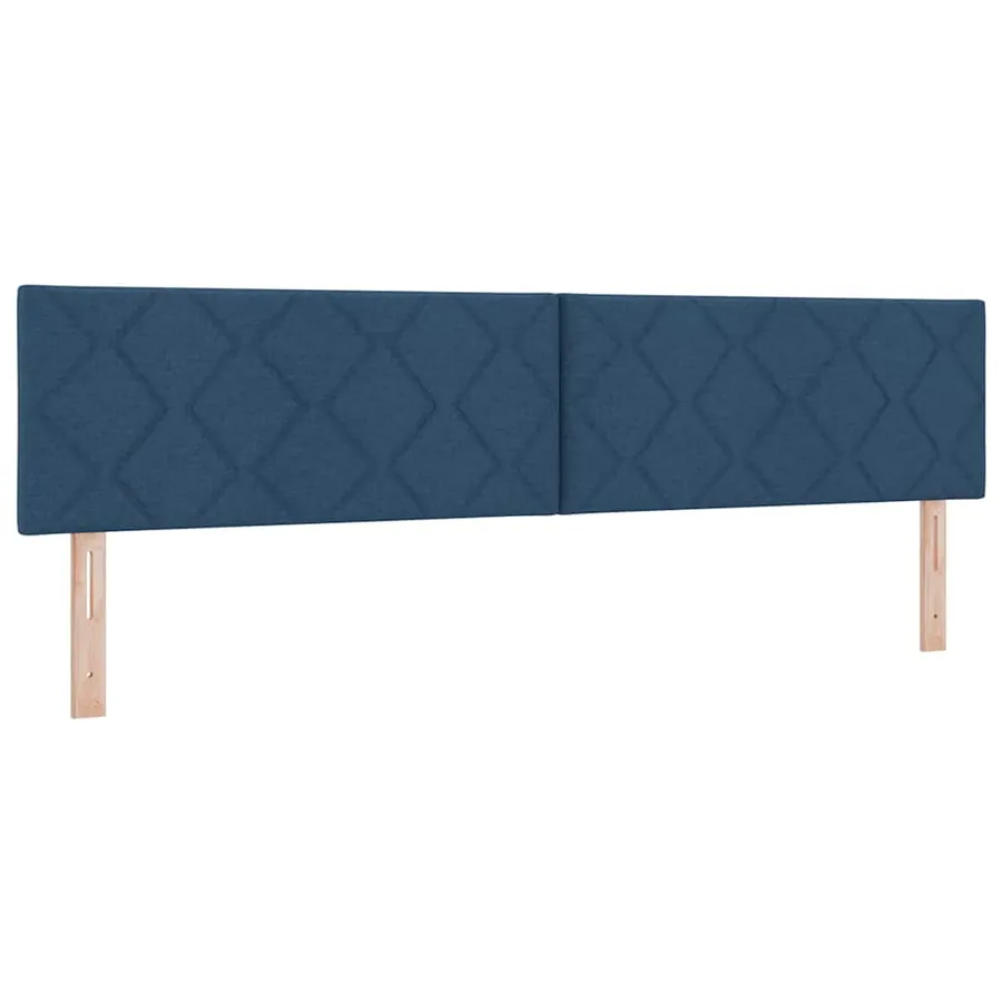 Lit à ressorts avec tête de lit Bleu 200 x 200 cm tissu - 5