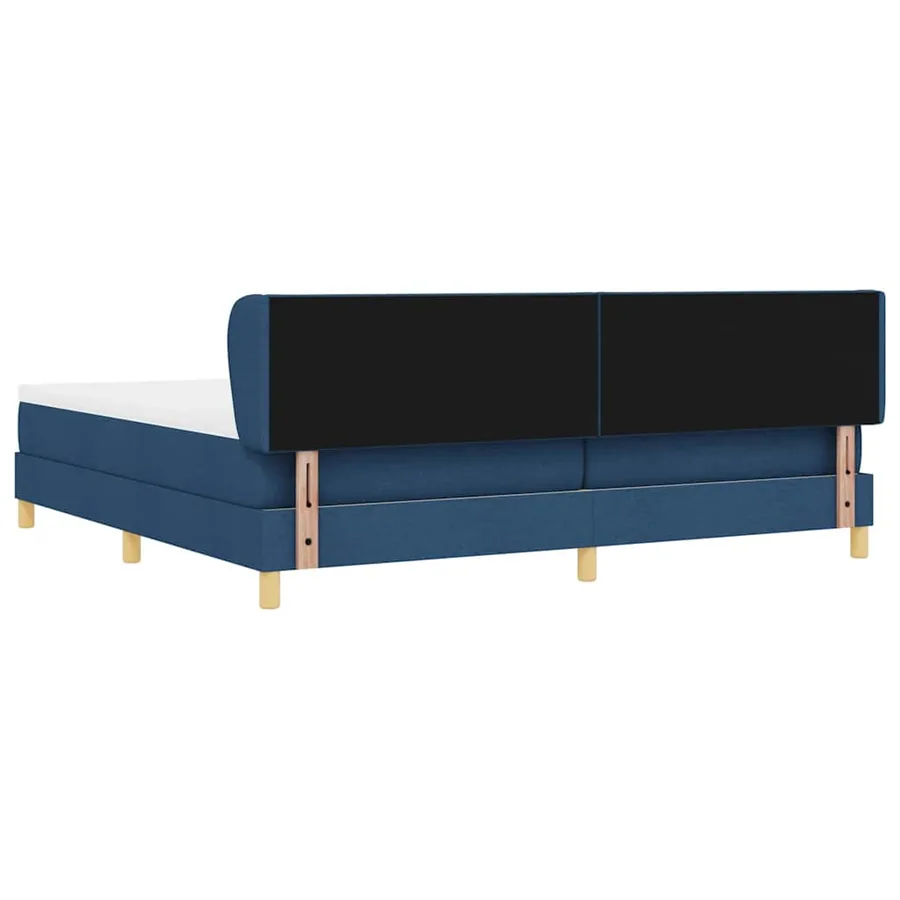 Lit à ressorts avec tête de lit Bleu 200 x 200 cm tissu - 9