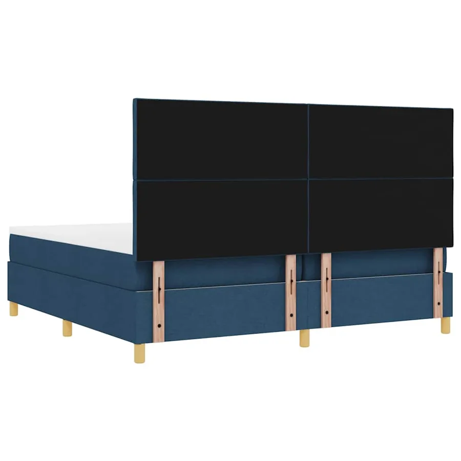 Lit à ressort LED avec tête de lit Bleu 200 x 200 cm tissu - 10